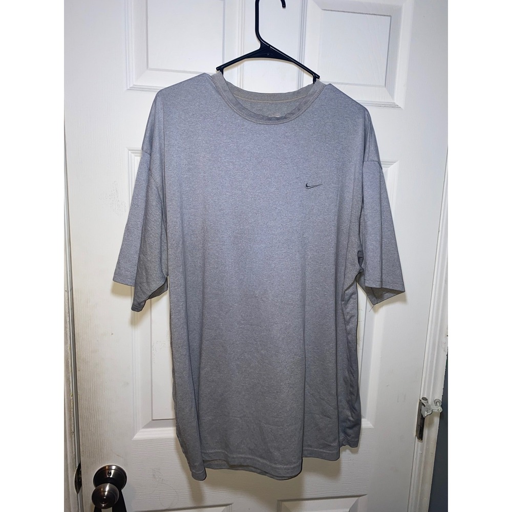 Nike Mens T-Shirt Heather Grey Short Sleeve Swoosh Logo XL Athletic Dri-Fit